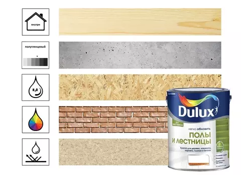Краска Dulux Полы и Лестницы полуглянцевая база С, прозрачный 2 л