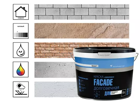 Краска FAADE для наружных работ латексная 9л (14,22кг)
