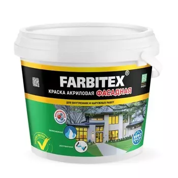 Краска Farbitex акриловая, фасадная 6 кг, 3,64 л