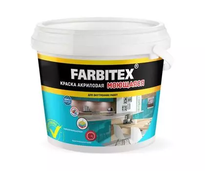 Краска FARBITEX акриловая моющаяся 13 кг / 7,88 л