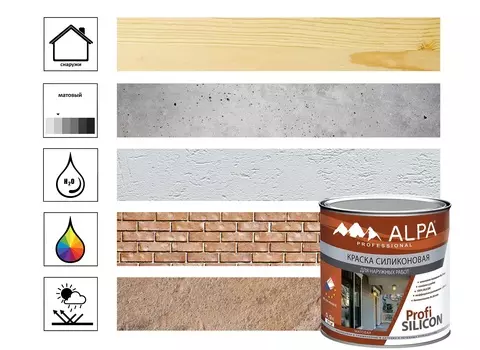 Краска фасадная Alpa Profi Silicon 0,9л, база А белый