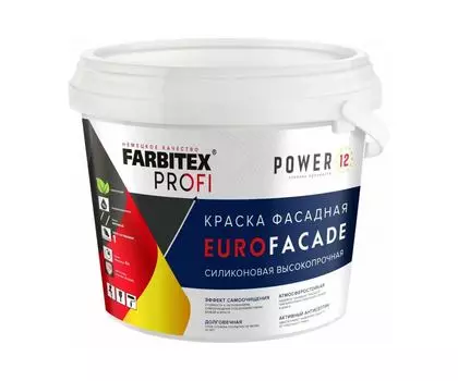 Краска фасадная силиконовая самоочищающаяся высокопрочная база А 3кг/2л EuroFacade FARBITEX PROFI