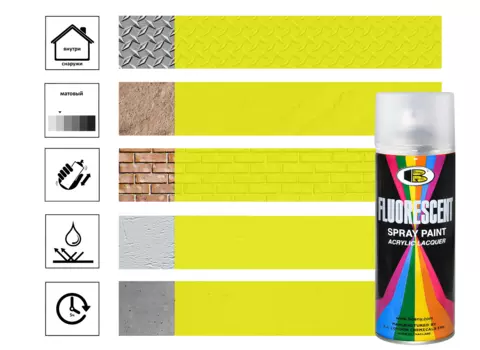Краска флюоресцентная акриловая Bosny 400мл (300г), желтый флюр