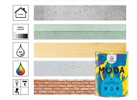 Краска глубокоматовая "Eskaro Moda 2" 0,9л