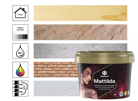 Краска интерьерная Eskaro Mattilda моющаяся 9,5 л, белый