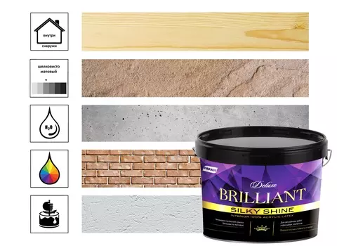 Краска интерьерная Parade Deluxe Brilliant Silky Shine 100% 2,7л, база А белый