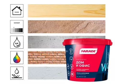 Краска интерьерная Parade W4 5л, база А белый