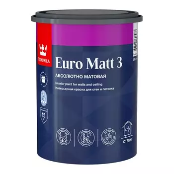 Краска интерьерная TIKKURILA EURO MATT 3 A гл/мат 0,9л