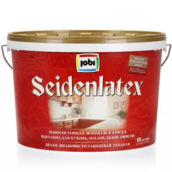 Краска JOBI SEIDENLATEX, шелковисто-глянцевая, моющаяся, 10л