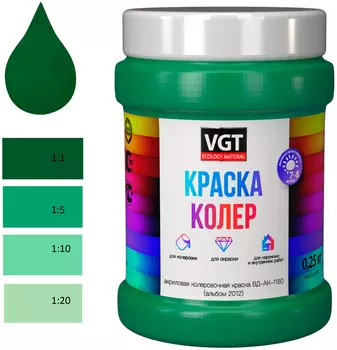 Краска колеровочная (альб.2012) зелёная 0.25 кг