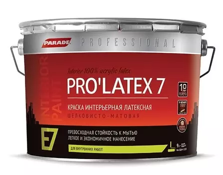 Краска латексная PARADE PRO'LATEX Е7 база С мат. AP 168-6, Саше 50мл