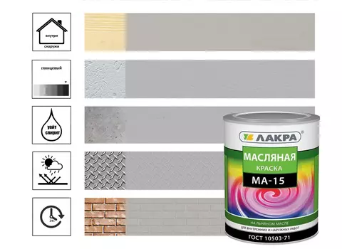 Краска масляная Лакра 0,9 кг, серый