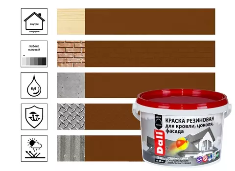Краска резиновая Dali 3 кг, терракотовый