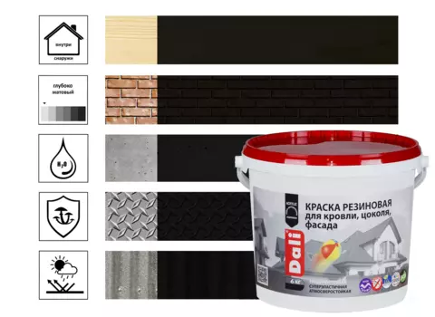 Краска резиновая Dali 6 кг, черный