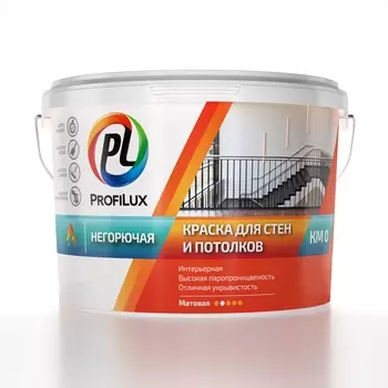 Краска ВД "Profilux" НЕГОРЮЧАЯ для стен и потолков 14кг