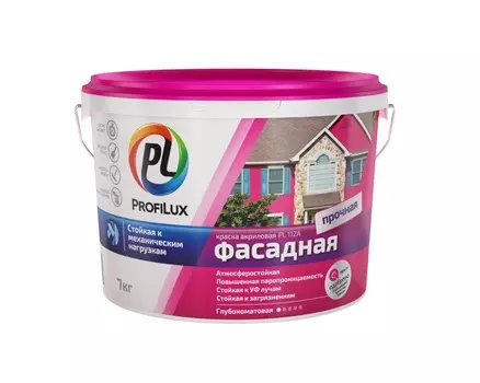 Краска ВД "Profilux" PL -112А фасад. влагостойкая белая 7кг