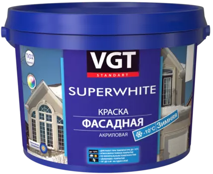 Краска VGT АК-11-80 вододисперсионная фасадная белая зимняя 15 кг, шт