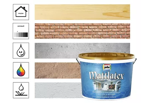 Краска влагостойкая Jobi Mattlatex О4 5 л, белый