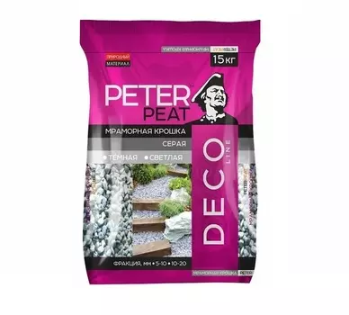Крошка мраморная светло-серая 10-20 мм, 15 кг линия Деко