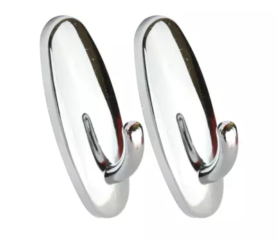 Крючок для ванны пластик на липкой ленте 80 мм, хром, 2 шт в упаковке