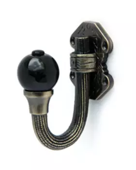 Крючок мебельный LHK210AB одинарный (пальто и шапка), с керамикой, 523975 мм, антик латунь