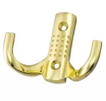 Крючок с перфорацией, 2-х рожковый, золото, 1 шт