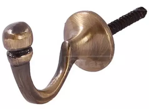 Крючок ввертный, антик бронза