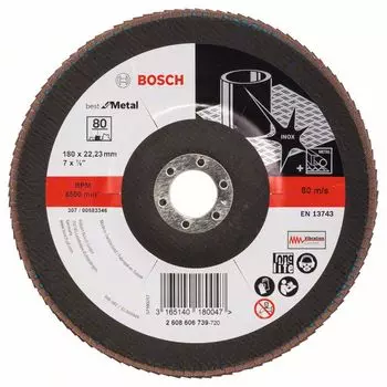 Круг лепестковый Bosch X571 180 мм K80 угл
