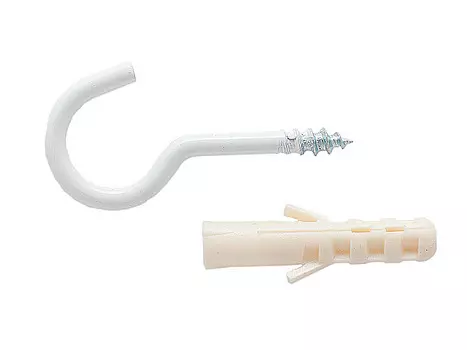 Крюк-шуруп 3,5х20/40 мм, белый, 2 шт