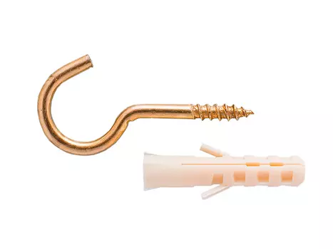 Крюк-шуруп 3,5х20/40 мм, латунированный, 2 шт