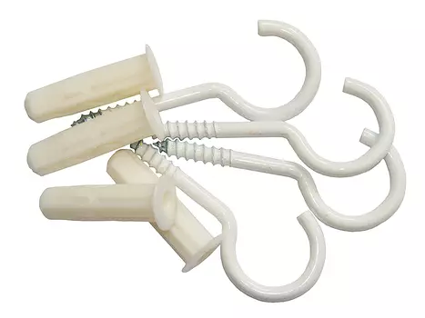 Крюк-шуруп 3,5х20/40 в комплекте c дюбелем Multi 6x25, белый, 4 шт