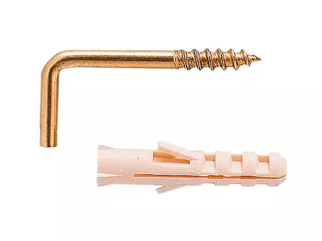 Крюк-шуруп 3,5х50 мм L-образный, латунированный, 2 шт