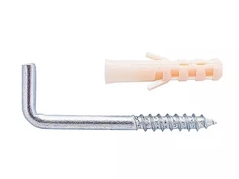 Крюк-шуруп 4х50 мм L-образный, 6 шт