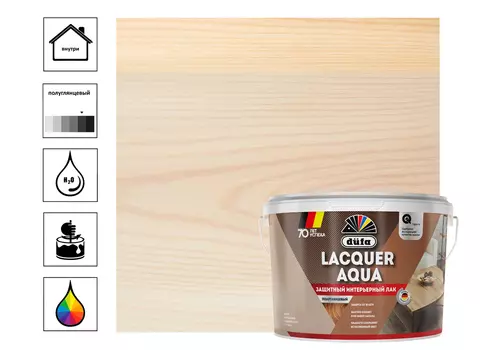 Лак "Dufa"LACQUER AQUA интерьерный полуглянцевый 2,7л