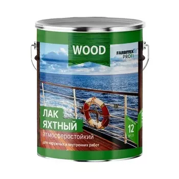 Лак FARBITEX ПРОФИ WOOD, уралкидный, яхтный, атмосферостойкий, высокоглянцевый, 4 л