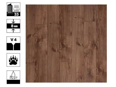 Ламинат Kastamonu Cherry Дуб Брауни 33кл 8мм 4v