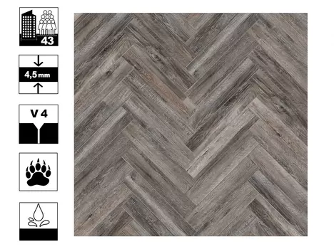 Ламинат SPC CronaFloor Herringbone Дуб Реймс плитка 128х640мм