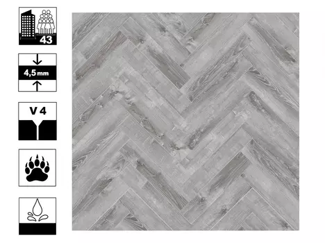 Ламинат SPC CronaFloor Herringbone Дуб Страсбург плитка 128х640мм