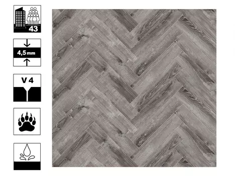 Ламинат SPC CronaFloor Herringbone Дуб Тулон плитка 128х640мм