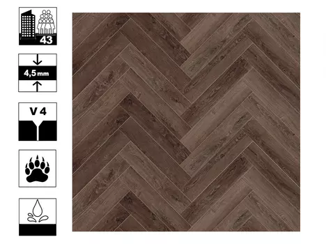 Ламинат SPC CronaFloor Herringbone Дуб Тулуза плитка 128х640мм