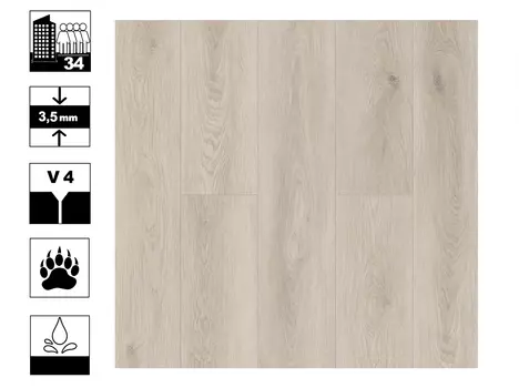 Ламинат SPC Смелый Шаг 3,5мм Дуб Снежный 34 класс