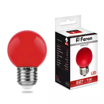 Лампа светодиодная 1W 230V E27 красный, LB-37