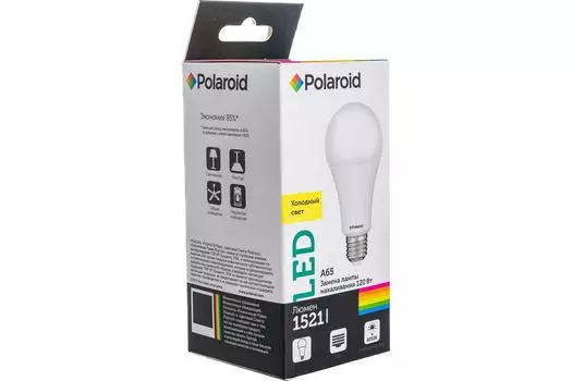 Лампа светодиодная Polaroid 220V A65 15W 4000K E27 1521lm