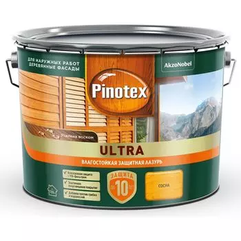 Лазурь Pinotex Ultra, влагостойкая, сосна 9л