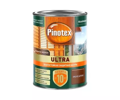 Лазурь влагостойкаяPinotex Ultra Красное дерево 0,9л