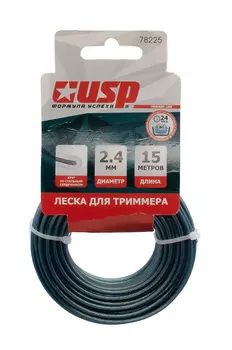 Леска для триммера 2,4мм, 15 м, со стальным сердечником, профиль - круг