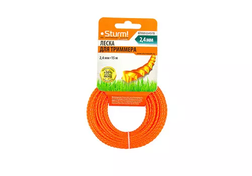Леска для триммера Sturm! диаметр 2.4 мм длина 15м, крученый квадрат