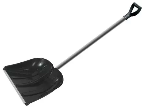 Лопата для снега, полотно 410х420 мм, алюминиевый черенок, диаметр 32 мм, с ручкой
