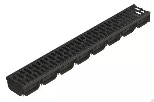 Лоток Spark 1000х125х71 мм, пластиковый с чугунной щелевой решеткой