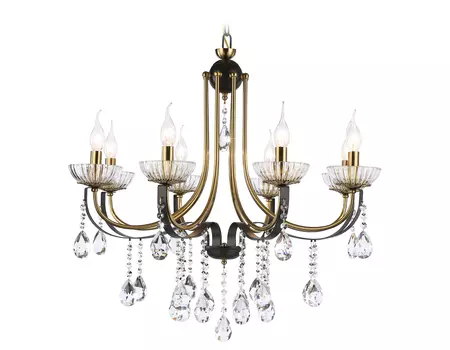 Люстра подвесная с хрусталем TR4953/8 BK/GD/CL черный/золото/прозрачный E14 8х40Вт